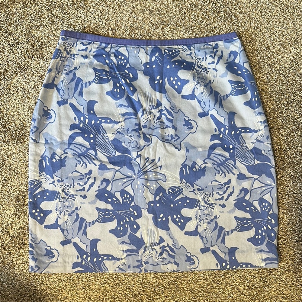 Lilly Pulitzer Floral Blue and White Women's Skirt